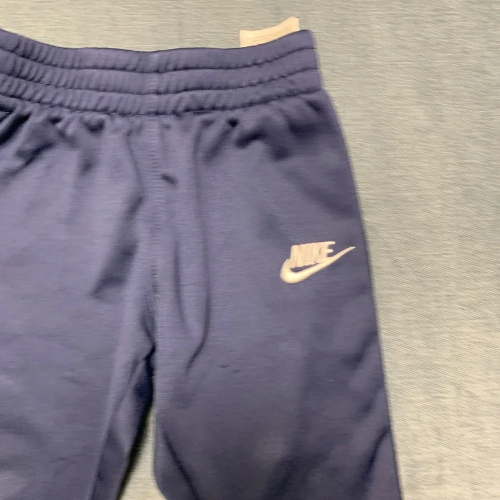 Nike Sweatpants Boys 2T Blue Fleece Lined Elastic Waist Swoosh Logo Tapered Leg